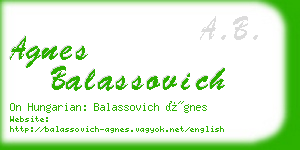 agnes balassovich business card